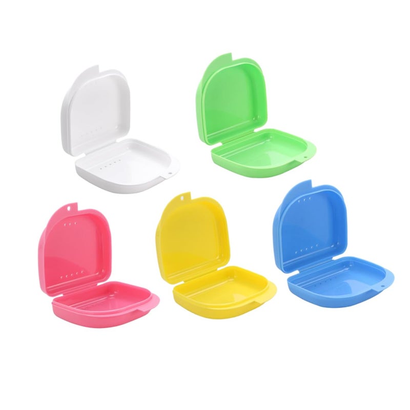 Denture Storage Container Set with Locking Lid and Vent Holes 5 Pieces Multi Color - Image 2