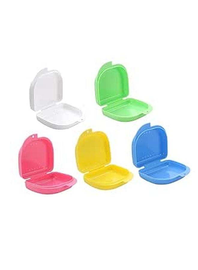 Denture Storage Container Set with Locking Lid and Vent Holes 5 Pieces Multi Color - Image 1