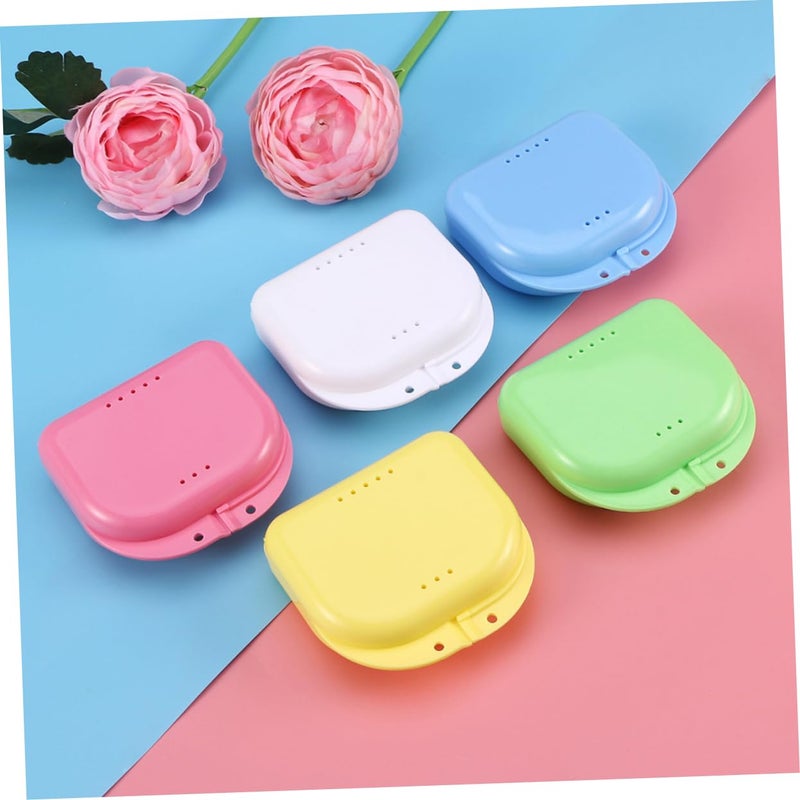 Denture Storage Container Set with Locking Lid and Vent Holes 5 Pieces Multi Color - Image 3
