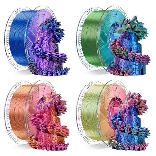 Chitu Systems Conjure Silk Tricolor PLA 3D Printer Filament 1.75mm,Reusable Spool Compatible with Bambulab Refill Filament,Christmas Silk Red Yellow Blue Black Purple Gold Green Pack of 4KG/8.8lb - Image 1