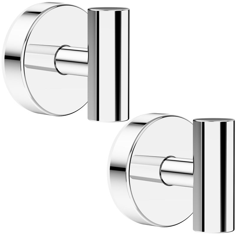 Bntuk Suction Cup Hooks, Shower Hooks for Inside Shower â€“ Removable Towel Hooks for Bathroom Window Glass Mirror Tile, Bath Robe Looafh Hook for Hanging â€“ Waterproof & Rustproof, Chrome (2 Pack) - Image 1