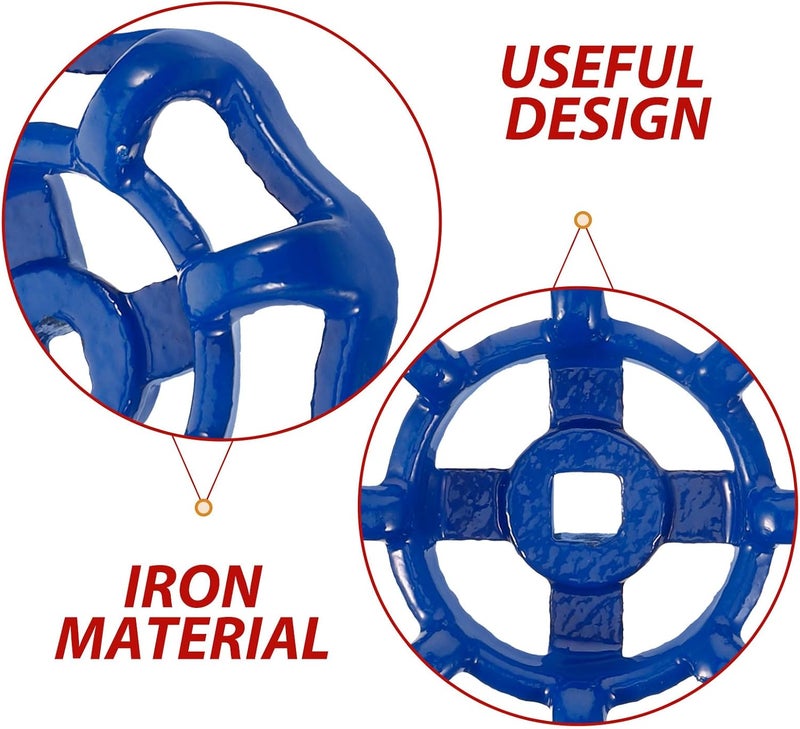 4pcs Cast Iron Faucet Valve Handles Replacement, Colored Square Hole 6mm X 6mm, Metal Water Spigot Wheel Handles for Outdoor Shutoff Valves - Image 3