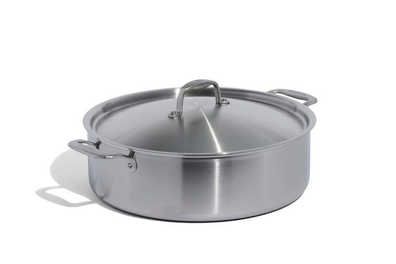 Made In Cookware 10 Quart Stainless Steel Rondeau Pot wLid 5 Ply Stainless Clad Professional Cookware Crafted in Italy Induction Compatible