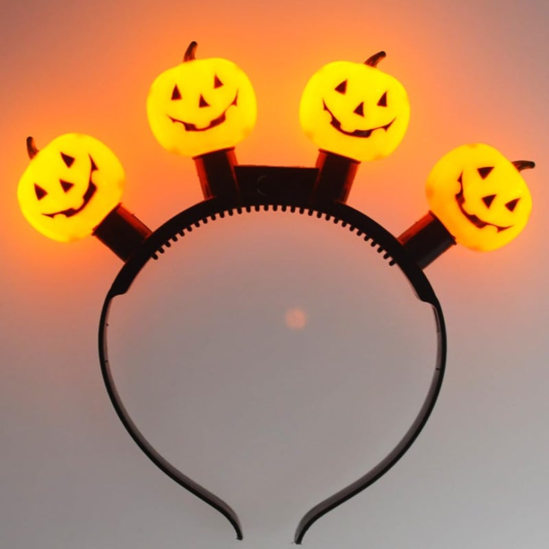 EARENT Light Up Pumpkin Headband Led Halloween Hair Bands Glowing Headpiece Hair Hoops Costume Party Decorations Hair Accessories for Women