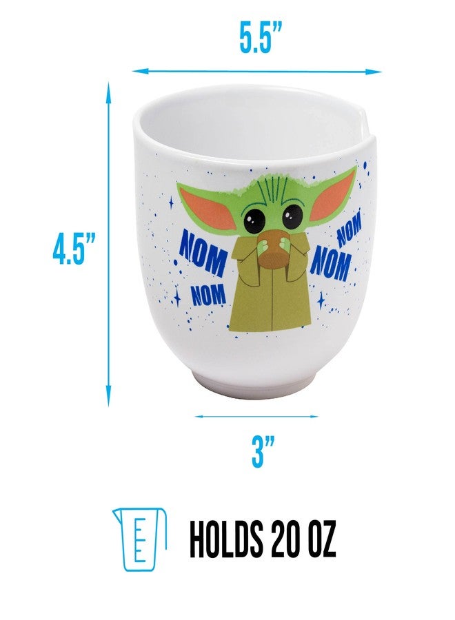 سيلفر بوفالو وعاء أرز رامين سيراميكي من سيلفر بافالو، بتصميم مستوحى من شخصيات حرب النجوم، الماندالوريان، بيبي يودا، مع عيدان تناول الطعام، آمن للاستخدام في الميكروويف، سعة 20 أونصة. - Image 3