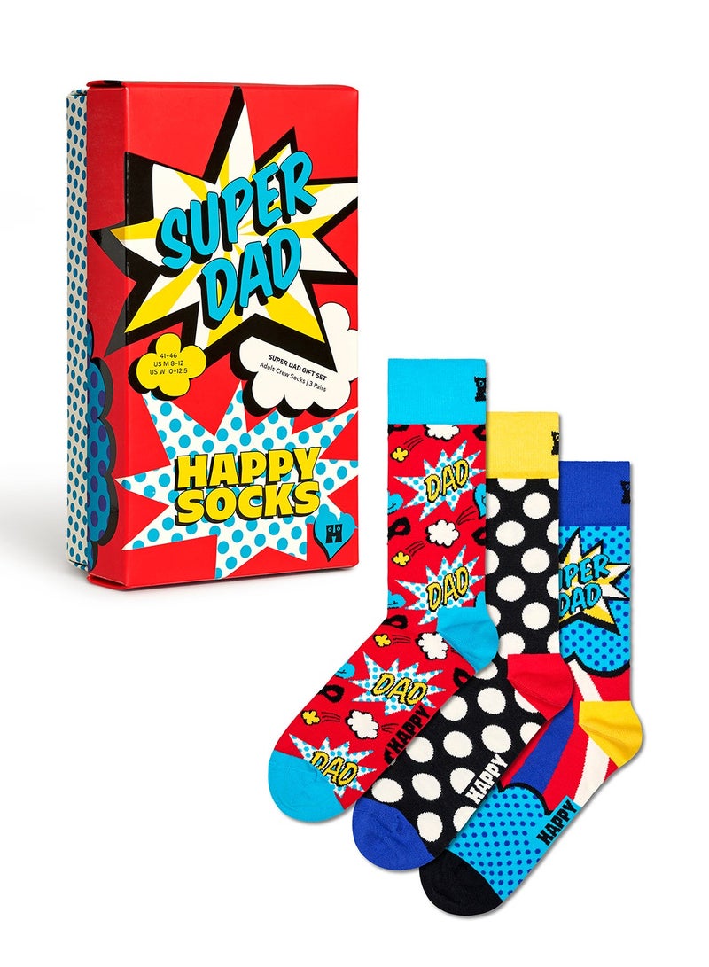 Happy Socks 3-Pack Super Dad Socks Gift Set - Image 1