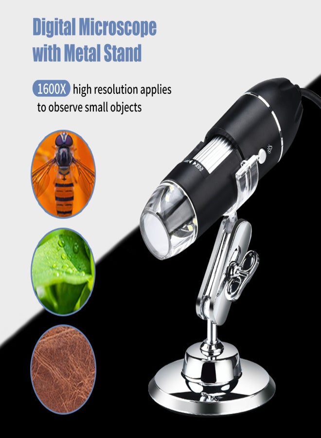 1600X USB Digital Microscope for Industrial View Hand-held Detecting with 8 White LED Lights Magnifier - Image 5