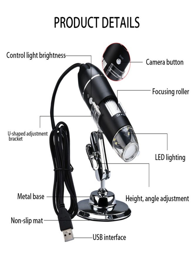 1600X USB Digital Microscope for Industrial View Hand-held Detecting with 8 White LED Lights Magnifier - Image 4