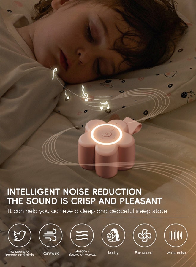 Soft Touch Portable Baby Sleep Soother White Noise Sound Machine for Baby with Night Light, 21 Soothing Sounds for Sleep, Time Function, Baby Shusher Machine for Indoor and Outdoor (Pink) - Image 5