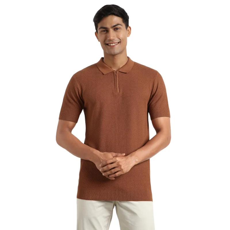 نوبيرو قميص بولو رجالي بني بنقوش