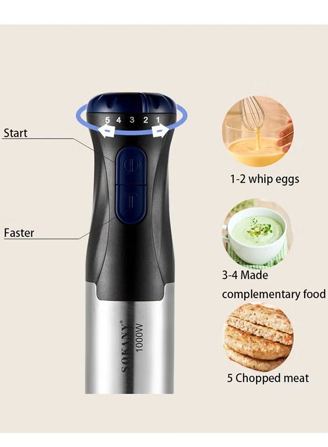 sokany 4 In 1 Electric Hand Blender Handheld Blender,Chopper, Mixer,1000W - Image 2