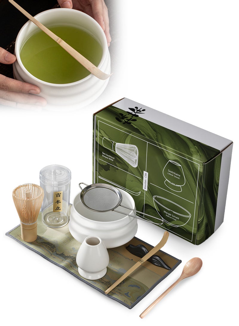 8 Piece Matcha Whisk Set Bamboo Matcha Tools for Stirring Matcha Tea - Image 1