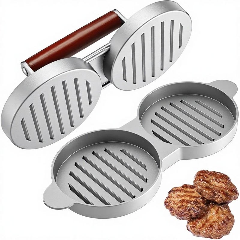 Chicken Patty - Versatile aluminum burger press with double-sided design and large non-stick pan, includes soft grip for safety, perfect for forming uniform chicken, beef, and turkey burgers, ensuring - Image 1