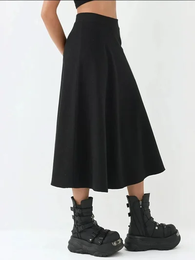 HICCUP Maxi A-Line Skirt with Zipper Closure