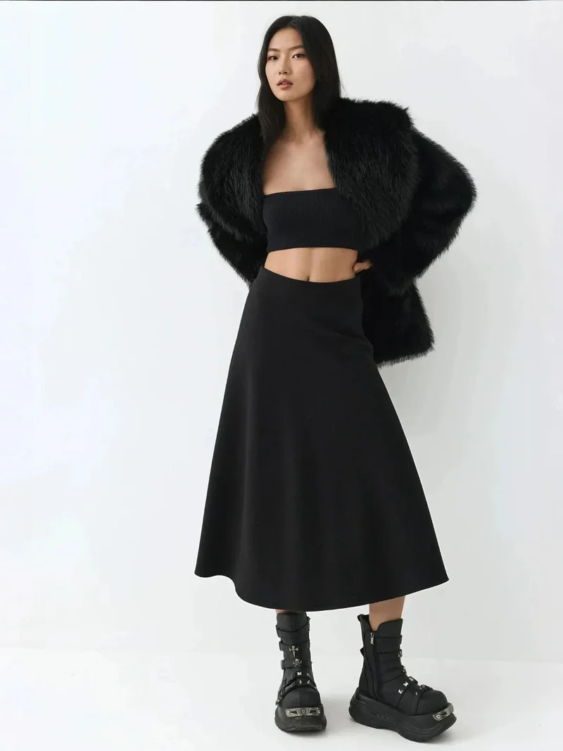 زوبعة تنورة ماكسي بتصميم - مع إغلاق بسحاب