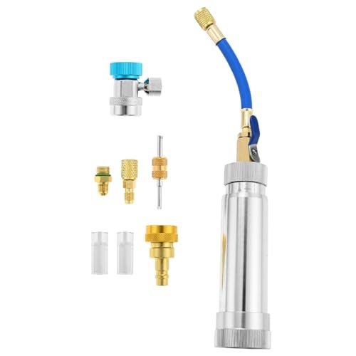 Aupoko AC Oil Dye Injector Kit, A/C Oil Dye Injector Tools with R134a Adjustable Quick Coupler, R410 Mini Split Adapter, Valve Core Remover and Oil Checkers for R134A R1234YF R410A Refrigerant System - Image 1