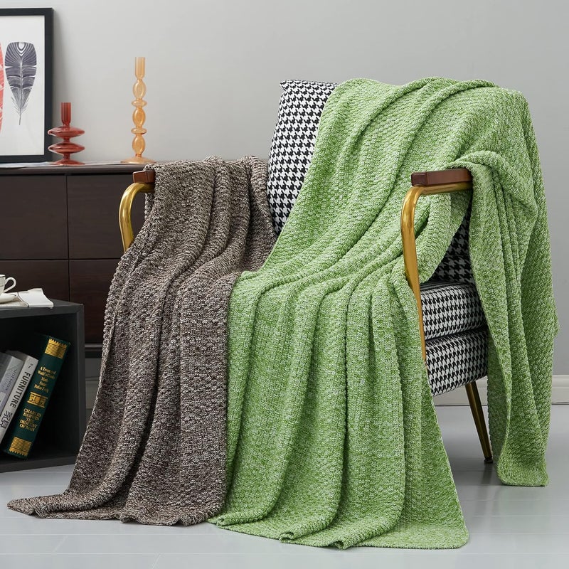 Longhui bedding لحاف لونغهوي المحبوك 100% قطن – أخضر، ناعم ودافئ، قابل للغسيل بالماكينة، مقاس 51"×63" – مثالي لغرفة المعيشة، الكنبة، الأريكة، السرير أو السفر. - Image 5