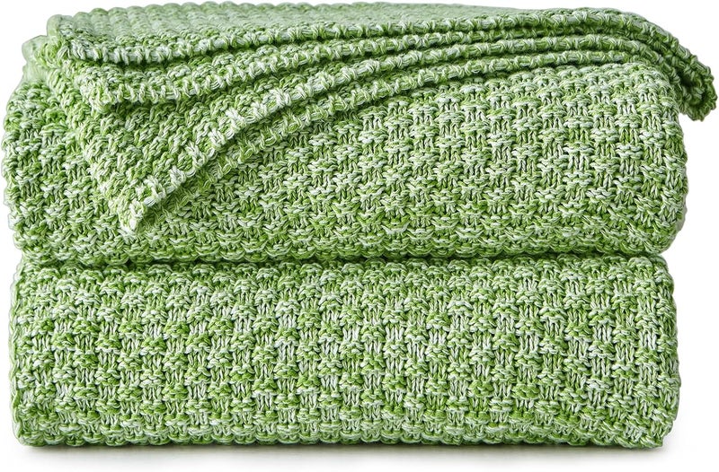 Longhui bedding لحاف لونغهوي المحبوك 100% قطن – أخضر، ناعم ودافئ، قابل للغسيل بالماكينة، مقاس 51"×63" – مثالي لغرفة المعيشة، الكنبة، الأريكة، السرير أو السفر. - Image 1