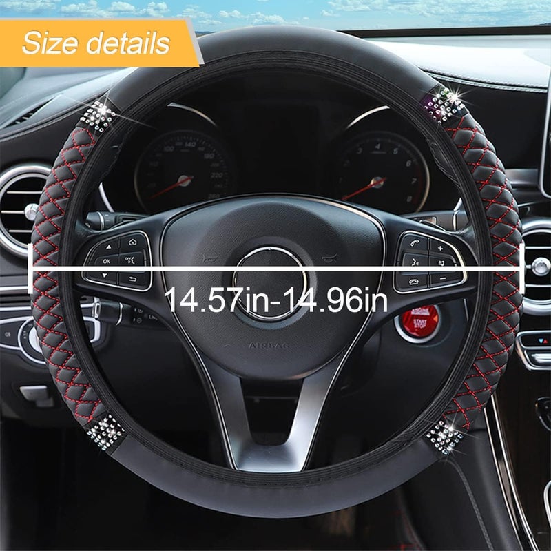 LoyaForba Bling Soft Leather Steering Wheel Cover with Rhinestones - Image 2
