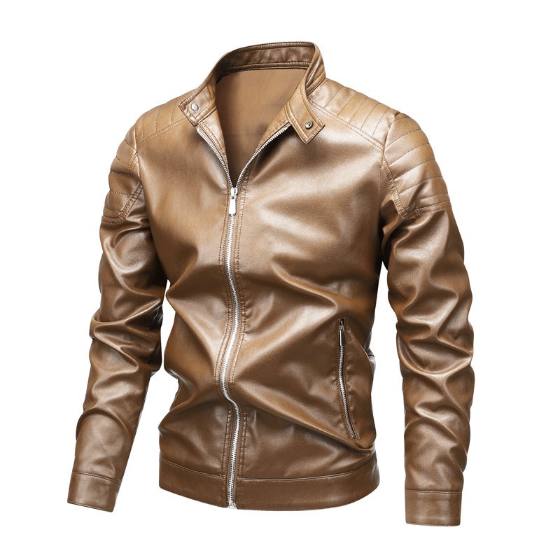 Men'S Leather Jacket New Coat Korean Style Slim-Fit Thin Men'S Biker Suit Plus Size Collar Pu Jacket For Men - Image 3