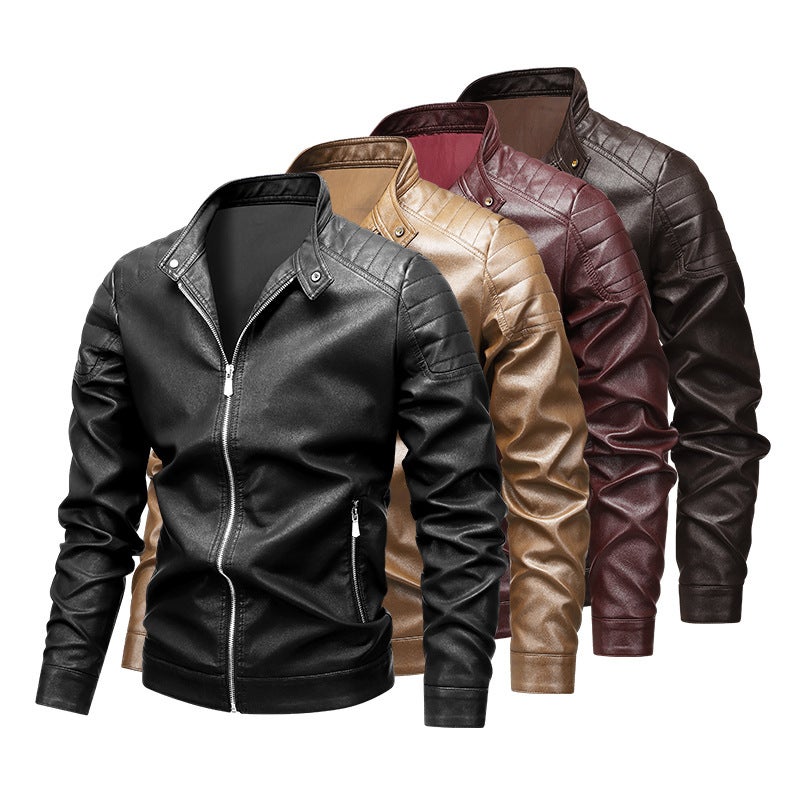 Men'S Leather Jacket New Coat Korean Style Slim-Fit Thin Men'S Biker Suit Plus Size Collar Pu Jacket For Men - Image 2