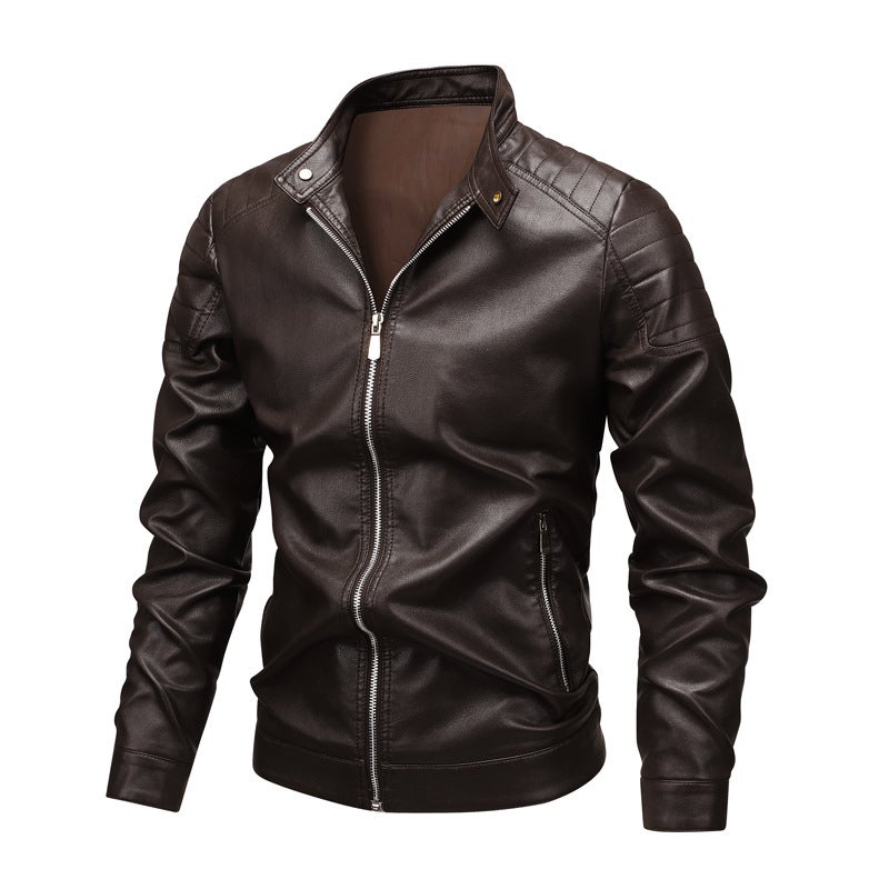 Men'S Leather Jacket New Coat Korean Style Slim-Fit Thin Men'S Biker Suit Plus Size Collar Pu Jacket For Men - Image 4