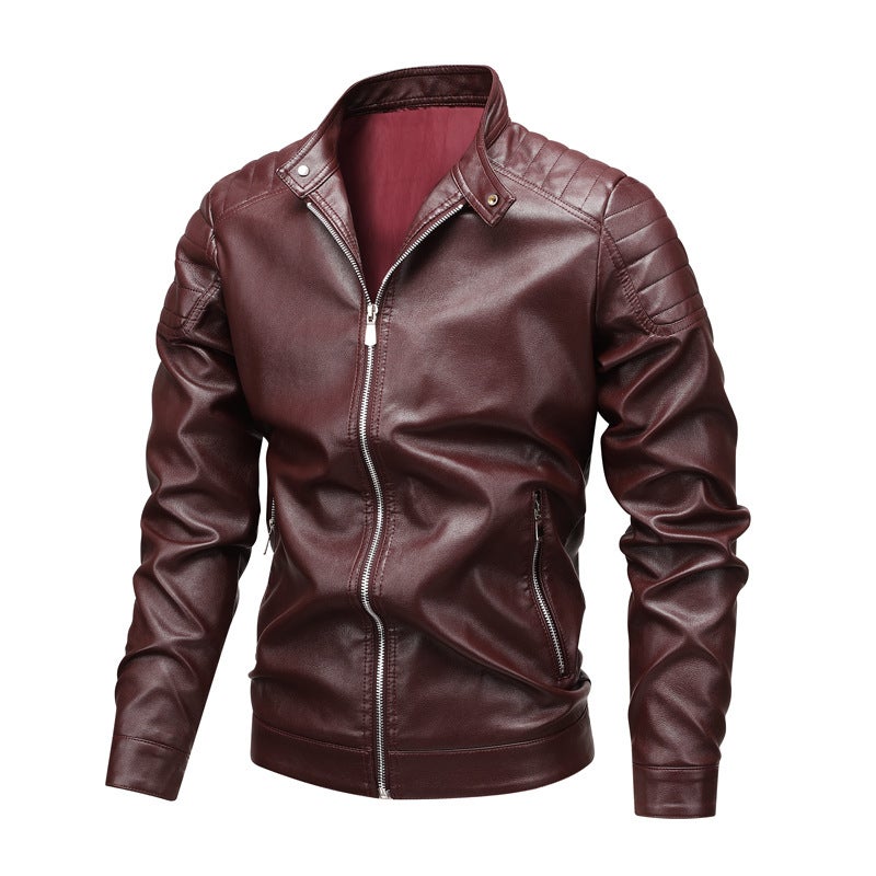 Men'S Leather Jacket New Coat Korean Style Slim-Fit Thin Men'S Biker Suit Plus Size Collar Pu Jacket For Men - Image 5