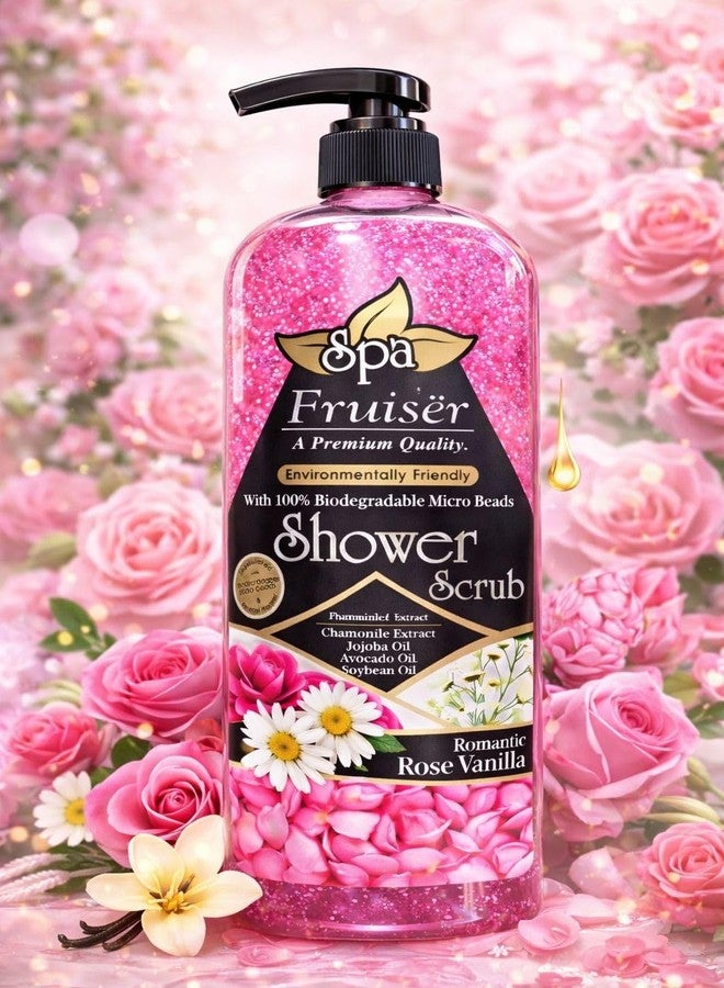 Fruiser Shower Scrub Exfoliating Body Scrub for Smooth & Glowing Skin – Deep Cleansing Moisturizing Shower Exfoliator for All Skin Types, 730ml (Rose Vanila) - Image 3