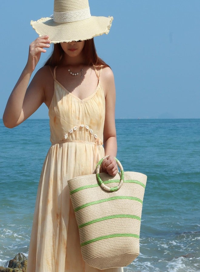 SUKUTU Large Straw Tote Bag for Women Rattan Woven Handbag Summer Beach Vacation Bag Crochet Tote - Image 3