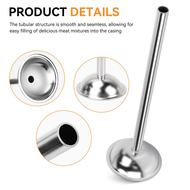 Nbbiww 10mm Stainless Steel Sausage Stuffing Tubes, Stuffing Funnels for #5 Sausage Stuffers, 10mm Stuffing Horn For Manual/Electric Meat Sausage Stuffer - Image 2