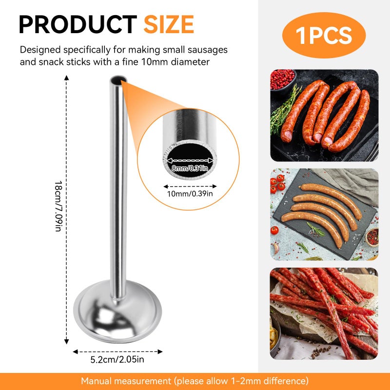 Nbbiww 10mm Stainless Steel Sausage Stuffing Tubes, Stuffing Funnels for #5 Sausage Stuffers, 10mm Stuffing Horn For Manual/Electric Meat Sausage Stuffer - Image 3