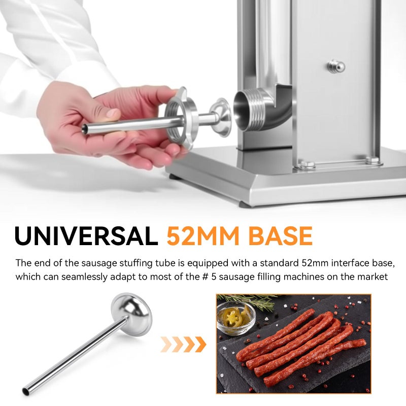 Nbbiww 10mm Stainless Steel Sausage Stuffing Tubes, Stuffing Funnels for #5 Sausage Stuffers, 10mm Stuffing Horn For Manual/Electric Meat Sausage Stuffer - Image 4
