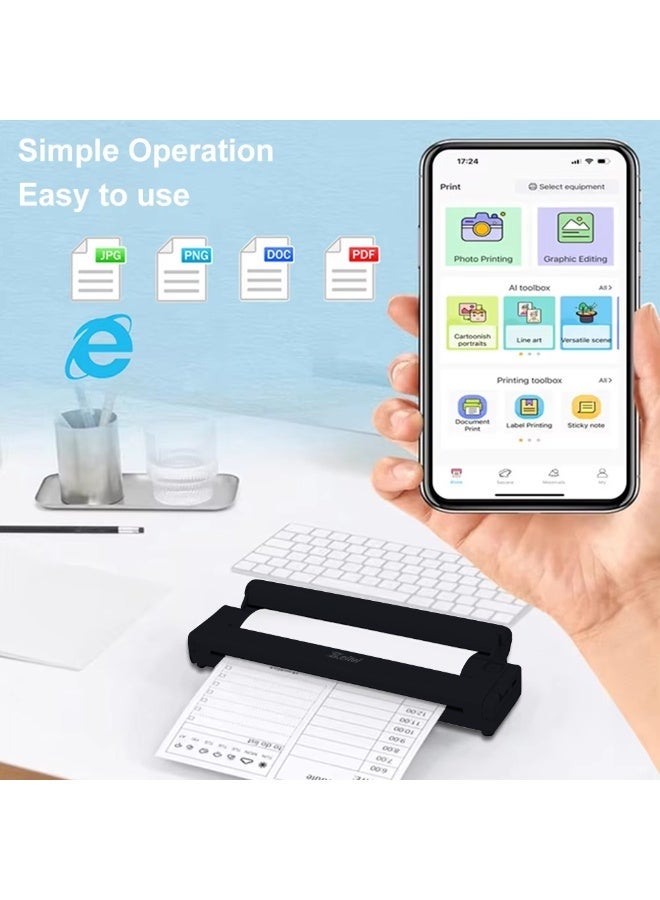 Zeitel طابعة حرارية محمولة Zeitel ® A4، طابعة لاسلكية للسفر، 200 نقطة في البوصة بدون حبر أسود وأبيض، بلوتوث و USB، مع 50 ورقة حرارية A4 ولفة واحدة، متوافقة مع كمبيوتر محمول يعمل بنظام Android iOS، تطبيق - Image 5