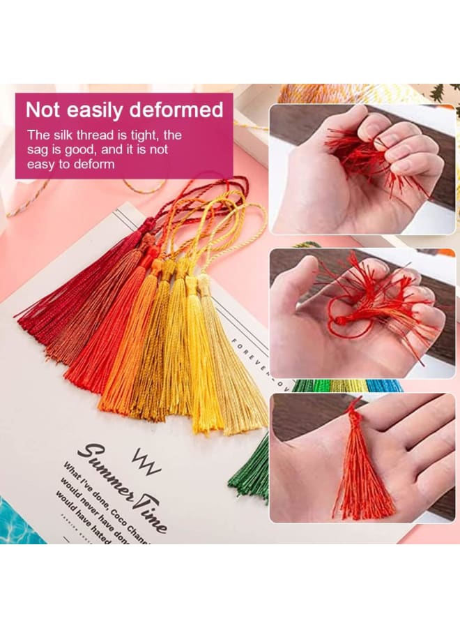 Tassels 20 Colours 140 Pieces Mini Tassels Colourful Tassels with Loop Silky Tassels Pendant Soft Tassels as Bookmark Handmade Tassels for DIY Jewellery Key Chain - Image 5