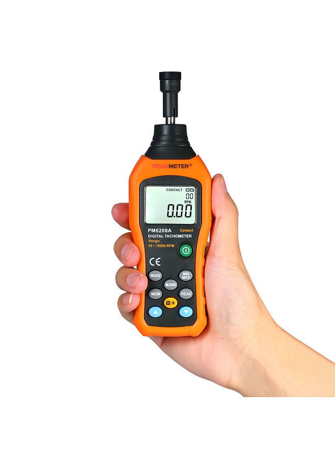 Generic - Digital Tachometer Handheld Contact Motor Tachometer LCD Speedometer Tach RPM Meter Contact-type Digital Tachometer Wide Measuring Rang 50～19999rpm - Image 1