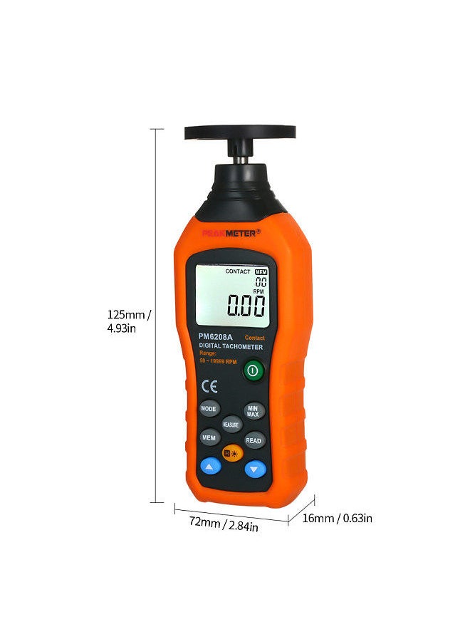 Generic - Digital Tachometer Handheld Contact Motor Tachometer LCD Speedometer Tach RPM Meter Contact-type Digital Tachometer Wide Measuring Rang 50～19999rpm - Image 1