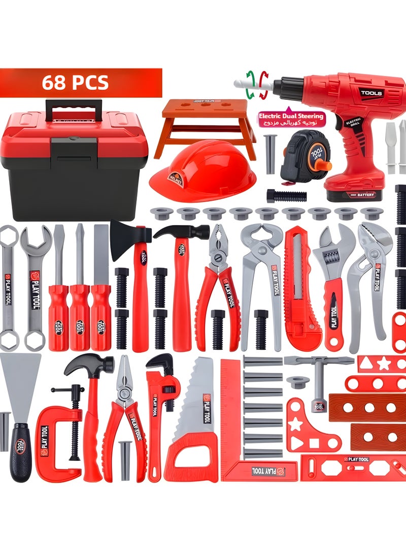CALL PLAY Tool Set with Tool Box & Electronic Toy Drill, Pretend Play Kids Construction Kits for Kids Ages 3-5 Years Old, Toddler Boy Toys - Image 1