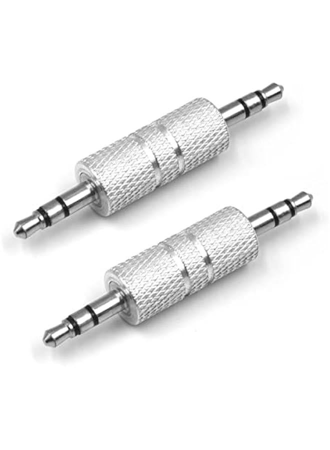2 Pack 3.5mm Male to Male Audio Adapter, 1/8 Coupler Joiner Stereo Jack Male to Male Adapter Connectors,Compatible for Bluetooth Receiver AUX PC Laptop MP3 Player Car Extension  - Image 1
