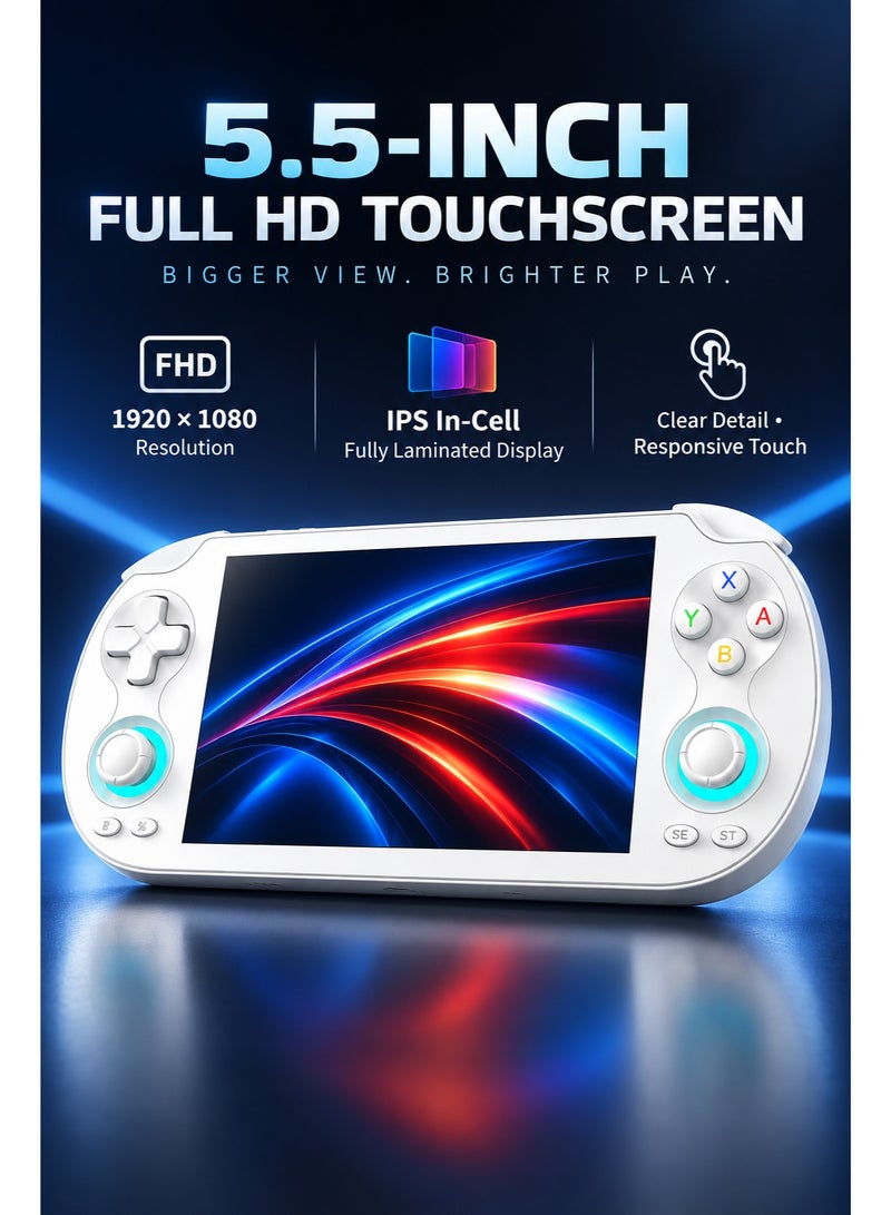 ANBERNIC RG VITA Pro Handheld Game Console, 5.5-Inch 1080P IPS Touchscreen, RK3576 Octa-Core, Android 14/Linux 64-Bit, 4GB+64GB, Hall Joysticks, Wi-Fi 6, Bluetooth 5.2, 5000mAh, White - Image 2