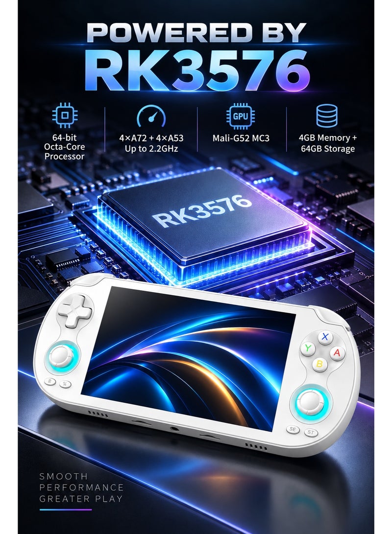 ANBERNIC RG VITA Pro Handheld Game Console, 5.5-Inch 1080P IPS Touchscreen, RK3576 Octa-Core, Android 14/Linux 64-Bit, 4GB+64GB, Hall Joysticks, Wi-Fi 6, Bluetooth 5.2, 5000mAh, White - Image 3