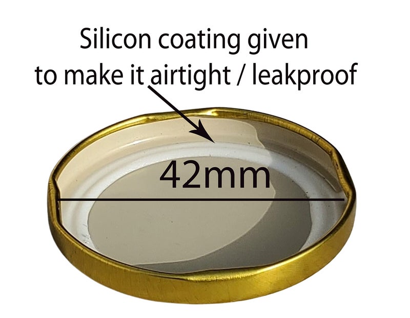 Pure Source India Metal Lug Cap Lid for Glass jar, 6 Pieces, 42 mm, Gold - Image 3