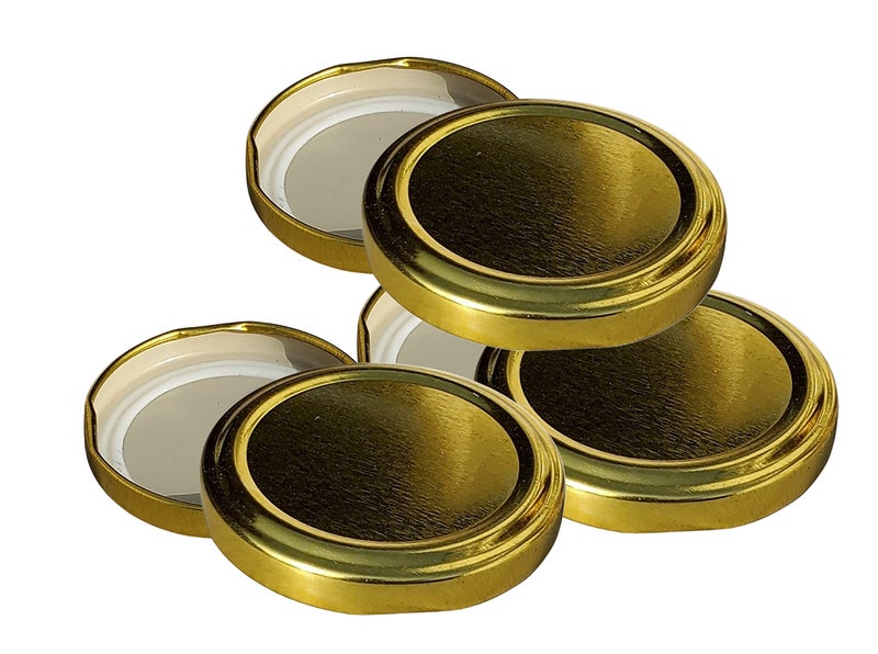 Pure Source India Metal Lug Cap Lid for Glass jar, 6 Pieces, 42 mm, Gold - Image 4