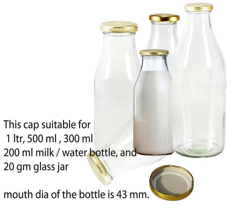 Pure Source India Metal Lug Cap Lid for Glass jar, 6 Pieces, 42 mm, Gold - Image 2
