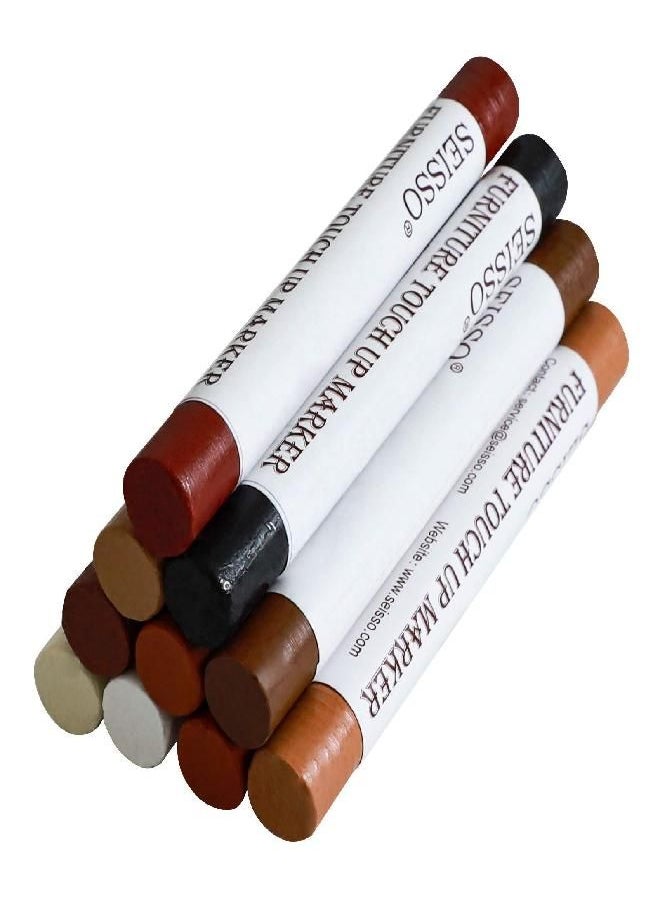 SEISSO - SEISSO Wood Filler Sticks, Furniture Wax Crayons for Scratches, 10 Pcs Wood Floor Repair Wax Filler Sticks, Touch Up Wax Sticks Repair Kit for Scratches, Holes, Floor, Laminate, Carpenters - Image 1