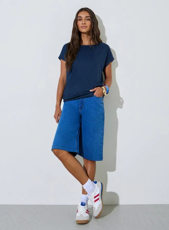 ستايلي Dark Blue Solid Regular Fit T-shirt