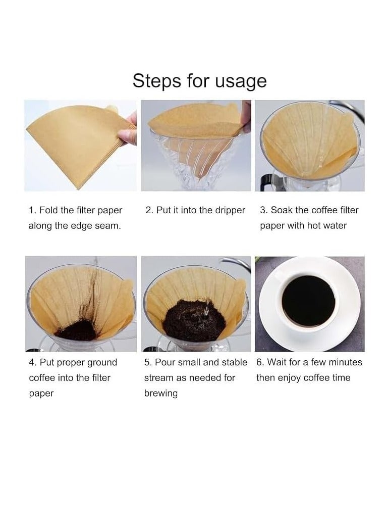 Coffee Filtering Paper 100 Pieces Disposable Natural Unbleached Brown Cone Shaped Coffee Filters for Pour Over and Drip Coffee Maker Compatible with V60 Dripper for 2-4 Cups (100) - Image 3