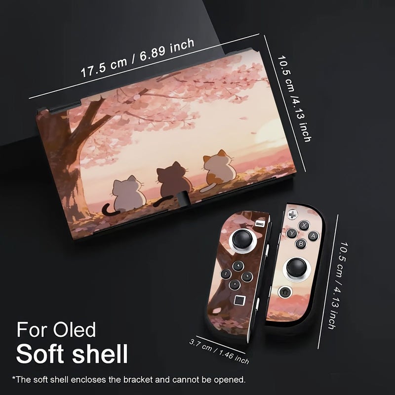 غلاف واقي لجهاز نينتندو سويتش OLED بتصميم ثلاث قطط صغيرة، TPU خفيف الوزن - Image 3