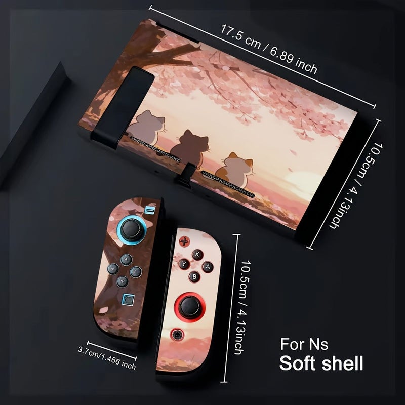 غلاف واقي لجهاز نينتندو سويتش OLED بتصميم ثلاث قطط صغيرة، TPU خفيف الوزن - Image 2