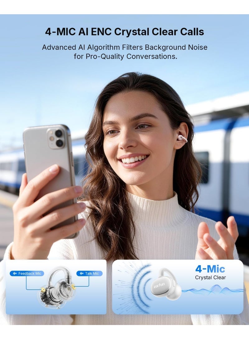 إيرفن سماعات EarFun Clip 2 المفتوحة للأذن بتصميم Clip On، صوت Hi-Res مع LDAC، محرك تيتانيوم 12 مم، 4 ميكروفونات بمكالمات مدعومة بالذكاء الاصطناعي، ترجمة فورية لأكثر من 100 لغة، ثبات مريح، تشغيل حتى 40 ساعة، Bluetooth 6.0 للرياضة والجري - Image 4