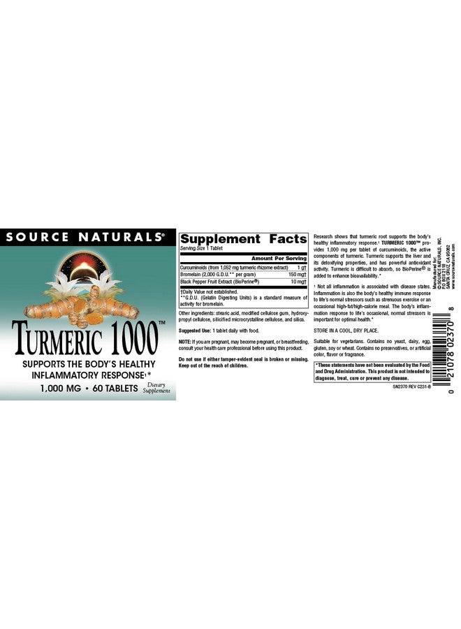 Source Naturals Turmeric 1000, Supports The Body’s Healthy Inflammatory Response*, 1,000mg - 60 Tablets - Image 5